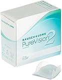 Bausch + Lomb PureVision 2 Monatslinsen, sehr dünne sphärische Kontaktlinsen, weich, 6 Stück / BC 8.6 mm / DIA 14 / -2 50 Dioptrien
