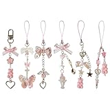 TYXHXTF 6 Stück Handyanhänger, Anti-Lost Handy Strap mit Charm Asthetische y2k-Anhänger Zubehör für Handytasche, Schlüsselanhänger, Kamera-Anhänger