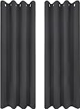 Utopia Bedding Verdunkelungsvorhänge mit Ösen thermovorhang 2er Set [140x220 cm, Grau] wärme und kälteisolierende und schalldämmende Vorhang Blickdicht für Wohnzimmer, Schlafzimmer & Büro