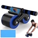 JJM Auto-Rebound-Trainingsroller, Bauchmuskel-Roller, Fitnessgerät für Rumpfkrafttraining, Heim-Fitnessgerät, mit Kniematte, Zubehör, Übungsroller, Räder für Damen und Herren