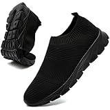 Herren-Turnschuhe, Slip-On-Sneaker, leicht, für Laufen, Fitness, Fitnessstudio, Sport, Joggen, Tennisschuhe, Schwarz , 46 EU