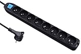 32045 Steckdosenleiste 8-fach, mit Schalter, Kabel von 1,5 m., schwarz, 32055