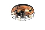 lightling Deckenlampe Trutti mit integriertem Ventilator und Fernbedienung, Geschwindigkeitsstufen, getrennt schaltbar, inkl. Timer, exkl. 4 x E27 max. 10W, holzfarbig