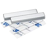 4 STK Neodym Magnete Klebemagnete Extra Stark, 50x10x3 mm Rechteckige Starke Magnete Selbstklebend für Magnettafel Küchenschrank, mit 5 STK Doppelseitigem Klebeband