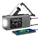 Kurbel-Wetterradio, Kurbelradio AM/FM/NOAA Batteriebetriebenes Kurbelradio Taschenlampe, 3-Wege-Ladegerät, Survival-Radio für Reisen, lange Reisen, Camping