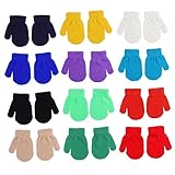 FRCOLOR 12 Paare Winterhandschuhe Gestrickte Dehnbare Einfarbige Acrylhandschuhe Volle Finger Warm Leicht Hautfreundlich Pflegeleicht Robust für Jungen und Mädchen Winter Outdoor