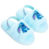 Disney Stitch Mädchen Hausschuhe, süße Plüsch Schlappen - Geschenke für Kinder (Blau, 33EU)