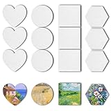 12 Stück Leinwand-Set zum Bemalen – Magnetische Baumwoll-Leinwände für Acryl-, Öl- & Gouachefarben inkl. Strukturpaste (4 Größen)