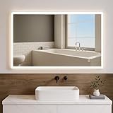 AllRight Badspiegel mit Beleuchtung 70x50cm | LED Spiegel | IP54 Wassergeschützt | Touch-Steuerung | Wandspiegel für Badezimmer | Horizontale/Vertikale Montage 6500K Kaltweiß(70x50cm Einfarbig)