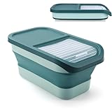 Generisch TierfutterbehäLter Hundefutter Aufbewahrung 7 Kg, Bpa-Freiem Polyethylen, Luftdicht Mit Klappdeckel RäDern GroßE Faltbare Futterbox, Hundefutter Box (Blau)