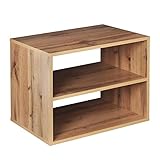 RICOO Bücherregal 2 Fächer 60 x 45 x 40cm schmales Regal Spanplatte aus Holz, Eiche braun WM110-EW, Standregal Büro-Bücherregale, Regale & Ablagen, Druckerständer, Nachttisch, Aktenregal