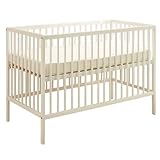 Stella Trading Celia Sicheres Babybett 60x120 cm aus massiver Buche in Weiß - Funktionales Baby Gitterbett mit höhenverstellbarem Lattenrost - 64 x 80 x 124 cm (B/H/T)