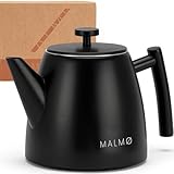 MALMØ Teekanne mit Siebeinsatz - Teekanne Thermo Doppelwandig - Teebereiter mit Sieb aus 304 Edelstahl - Tee Kanne 100% Tropffrei