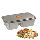 Hitburu Edelstahl Brotdose,Lebensmittelbox Mit 2 Fächern | Wiederverwendbare Luftdichte Snackbox Für Küche Reisen Camping Picknick Kühlschrank Beruf Büro Freizeit Vorratshaltung