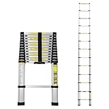 Cecaylie 3,8m Teleskopleiter, Aluminiumleiter Ausziehbare Leiter mit rutschfesten Füßen, Mehrzweckleiter für Dachboden, Stehleiter, Tragbar Leichte Leiter 150 kg Belastbarkeit