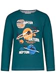 SALT AND PEPPER BY KIDS PARK Jungen Langarmshirt mit dreidimensionalem Weltall Print T-Shirt, Petrol Green, 128 cm-134 cm