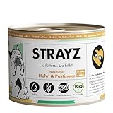 STRAYZ - Bio Katzenfutter in Soße - Huhn & Pastinake: Getreidefreies Katzenfutter hoher Fleischanteil ohne Zucker - Spendet für Straßenkatzen (6x200g)