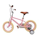 14-Zoll Kinderfahrrad, Kinderfahrräder mit Stützrädern, Doppelte Bremsen Vorne und Hinten, Prinzessin Kinderfahrrad, Verstellbarer Einstellbare Höhe, für Kinder im Alter von 3 bis 6 Jahren, Rosa