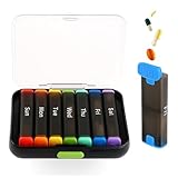Tablettenbox 7 Tage Morgens Abends, Extra Große Woche Pillendose 2 FäCher, Medikamentenbox Unterwegs, Pill Box，GroßE Tabletten Tablettendose Organizer, Medikamentendose Pillenbox für Vitamine
