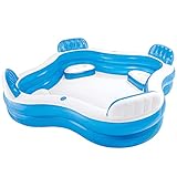 Intex 56475NP - Aufblasbarer Familienpool Quadratisch mit Vier Sitzen, Vinyl, Mehrfarbig, 229x229x66 cm