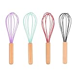 NUOBESTY 4 Stück Manueller Eierrührer mit Silikongriff Stabiler Handmixer für Haushalt Umweltfreundlich und Vielseitig für Eier Teig und Pasten Geeignet für Küche Bar und Restaurant