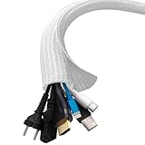 shinfly 13mm-3m Kabelschlauch Selbstschließend Weiß, Kabelmanagement, Flexibler Kabelkanal für TV und Computer, Versteckten Kabelschutz und Kabelverwaltung