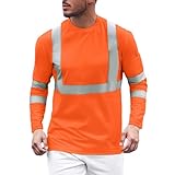 Herren Warnschutz Shirt Leichte Atmungsaktiv Warnschutzshirt Gelb Orange Hohe Sichtbarkeit Warn T-Shirt Schnelltrocknend Langarm Warnshirt Saugfähig Arbeitskleidung