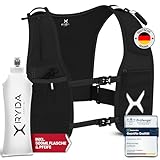 RYDA ACTIVE® Laufweste Damen & Herren | universell anpassbare und ultraleichte Laufweste mit Trinkflasche | reflektierende Running Vest I Trinkrucksack zum Laufen | Laufrucksack | Laufweste Herren