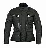 FREEDAY Motorradjacke für Damen, Textil, Winter, wasserdicht, mit CE-Protektoren, Schwarz , XL