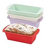 Vinuwu 4 Stück Silikon Backformen, Klein Rechteckig 20 x 9.5 x 5.5cm, Mini Kastenform Kuchenform Brotbackform Tortenform Toastbrot Backform, Airfryer Silikonformen Brotformen Zum Backen Zubehör Set