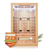 Artsauna Infrarotkabine Kiruna120 mit 5 Vollspektrum- & 3 Flächenstrahler, 2 Personen, 120 x 105 x 190 cm, LED Farblicht & Glastür, Infrarotsauna Sauna