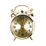 mZ7jGu1 Analoger Wecker Mechanischer Goldener Haushaltswecker mit manueller Aufziehfunktion, Vintage-Metalluhr, süßer übergroßer Klingeltonwecker