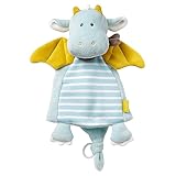 Fehn 065077 Schmusetuch Drache Deluxe – Schnuffeltuch mit Befestigungsring für Schnuller – Zum Kuscheln für Babys ab 0+ Monaten – Maße: 30 cm