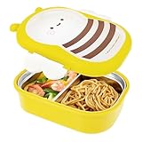Brotdose Kinder Edelstahl, Unterteilt, um Geruchsübertragung zu Verhindern, Versiegelnder Verschluss, Verhindert Auslaufen, Leicht und Tragbar, Geeignet für Schüler und Berufstätige (Gelb)