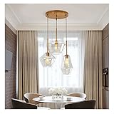 KJULKJKHJ Moderne LED-Kronleuchterlampe, einzelne DREI Köpfe – Glaspendelleuchten für Wohnzimmer, Esszimmer, Küche, Hängelampe, Loft, Moderne Pendelleuchte, LED, moderner LED-Kronleuchter, für Küchen