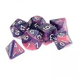TTETTZ 10x7Pcs Multi Seitige Digitale Würfel D4 D6 D8 D10 D12 D20 für Tisch Spiel Spielzeug Requisiten Lila Rosa