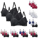 Damen BH Set Spitze Push-Up BH mit Bügel Verstellbarer Spitzen-BH im 3er-Pack Bequeme Unterwäsche für Alltag Elegante BHS Mehrfarbig