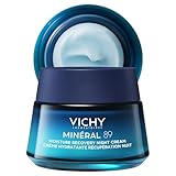 Vichy Minéral 89 Regenerierende Feuchtigkeits-Nachtcreme, Leichte Nachtcreme mit Hyaluronsäure & Melatonin, Für mehr Feuchtigkeit, Aufpolsterung & Ausstrahlung, Mit entspannendem Duft, 50 ml