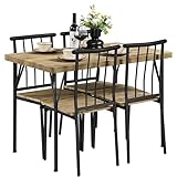 Yaheetech Essgruppen Esstisch mit 4 Stühlen, Esszimmergruppe Rechteckig Küchentisch-Set mit 4cm Dicker Tischplatte, 5er-Set Tischgruppe für 4 Personen Sitzgruppe für Küchentisch-Set fürs Esszimmer/W
