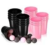 22 Stück Beer Pong Becher 12 Ping Pong Bälle Satz Bierpong Becher Set Hartplastik Party Becher Set Wiederverwendbar 473ml Partybecher Bierpong Bälle Für Freunde Familie Party (Schwarzes Rose)