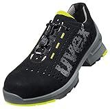 Uvex 1 gelochter Halbschuh, Sicherheitsschuhe S1 SRC, Arbeitsschuhe für Damen & Herren, Schwarz/Lime - Gr. 44