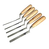 5 x Edelstahl-Fingerspitzkellen-Set – 6, 8, 10, 12, 14 mm, flacher Federhalter mit Holzgriff (S5FTCH)