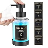 Luxspire Schaumseifenspender, Glasschaum-Pumpseifenspender, Rutschfester Handseifenspender mit 5 wasserfesten Etiketten, 450ml/15oz nachfüllbarer Flüssigseifenspender für Bad & Küche, Klar, 1 Stück