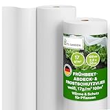 TTL Garden Frühbeetvlies 17g/m² 100m² 2m x 50m weiß auf Rolle - Abdeckvlies Frostschutz Vlies Wachstumsvlies Gartenvlies atmungsaktiv reißfest Hochbeetvlies für Beete - Schutz vor Frost & Schädlinge
