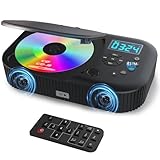 MONODEAL CD Player Tragbar, Tragbarer CD Player mit Zwei Stereo Lautsprechern und Bluetooth & Radio, Wiederaufladbar CD Player Tragbar mit Radio, Discman CD Player, Unterstützung AUX/USB