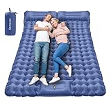 Sampoes Isomatte Selbstaufblasend 2 Personen, Verdicktes Luftmatratze Selbstaufblasend, 10cm Doppel Camping Matratze mit Fußpumpe, Outdoor Luftmatratze Aufblasbare für Wandern, Reisen, Zelt