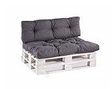 Gutekissen Palettenkissen, Gartensofakissen, Gesteppte Kissen gefüllt mit granuliertem Poulirette-Schaum, viele Farben und Größen PPI (Sitzkissen 120x60, gesteppt Anthrazit)