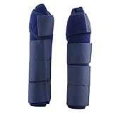 Grcfumo 1 Paar Pferdestützgamaschen, Pferdeeis-Beinwickel-Set, verstellbare Pferdeschienen-Beinstiefelschutz-Stützwickel, Reitausrüstung (Dark Blue)