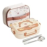 Generisch Edelstahl Brotdose Für Kinder - 3-Fächer Edelstahl Auslaufsicherer Behälter,Behälter Für Mittagessen Und Snacks,Für Büro Picknick Schule Outdoor Reise Kinder Und Mädchen