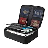 VEVOR feuerfeste Dokumentenbox Dokumententasche, 1000 °C wärmeisolierte, wasserfeste Dokumentenaufbewahrungsbox mit Schloss, tragbare & mehrschichtige Aktentasche für Reisepässe wichtige Dokumente